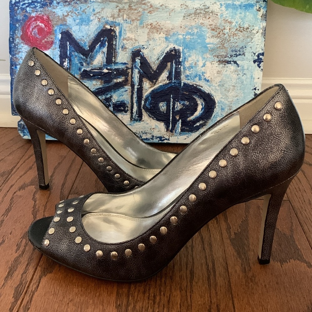 Leather Enzo Angiolini Size 9.5M Peep-Toe Heels Goth Steam Punk